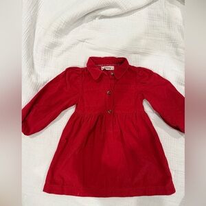 Mini Boden Girls' Red Corduroy Button-Front Dress